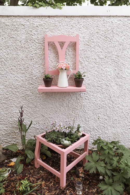 Chair to Garden Planter and Display Shelf