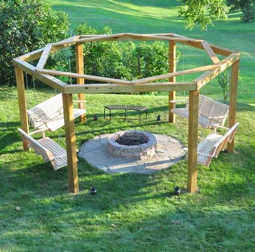 Hexagonal Porch-Swing Fire Pit