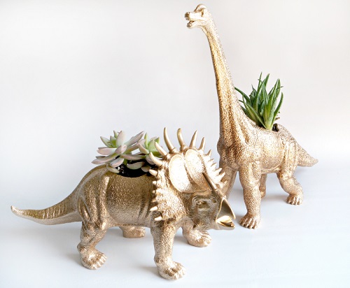 DIY Toy Dinosaur Planters Ideas 1