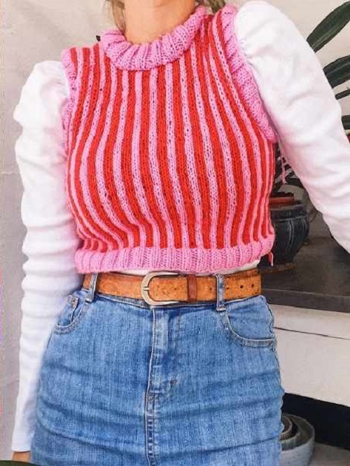 Striped Knitted Vest