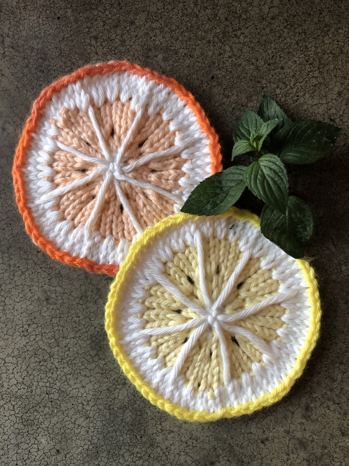 Citrus Slice Coaster Free Knitting Pattern