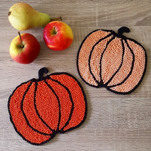 Knit Pumpkin Potholder