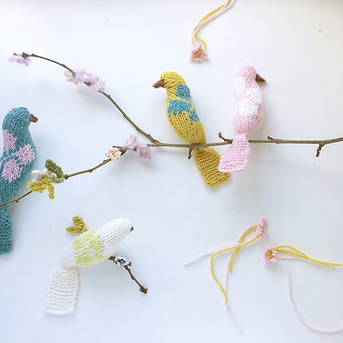 DIY Knitted Blossom Birds