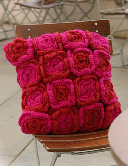 Knitted Roses Pillow Free Pattern