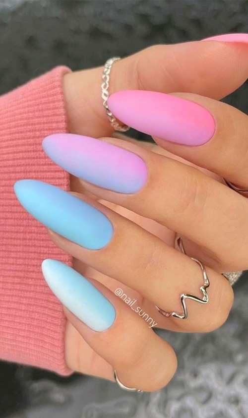 Pink and Blue Nails