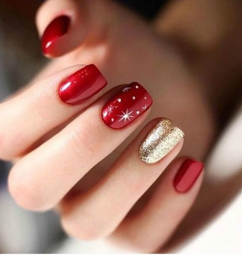 Red and Gold Nails