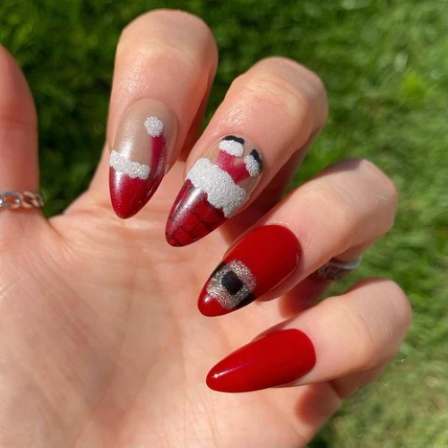 Santa Hat Nail Art