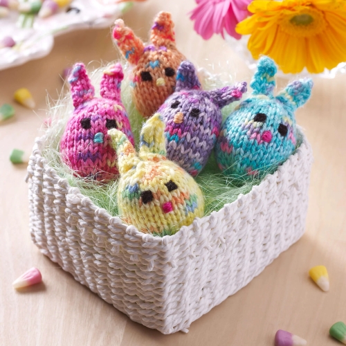 DIY Colorful Five Knitted Bunnies