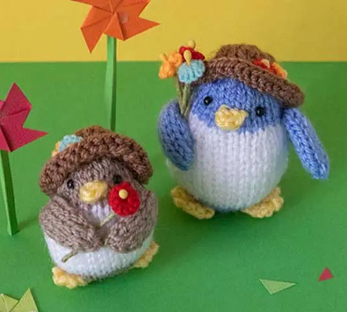 knitted Flower Penguins