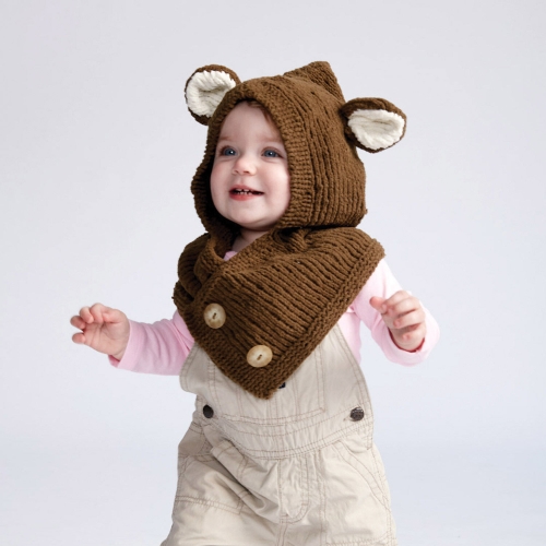 Hooded Knit Bear Cowl