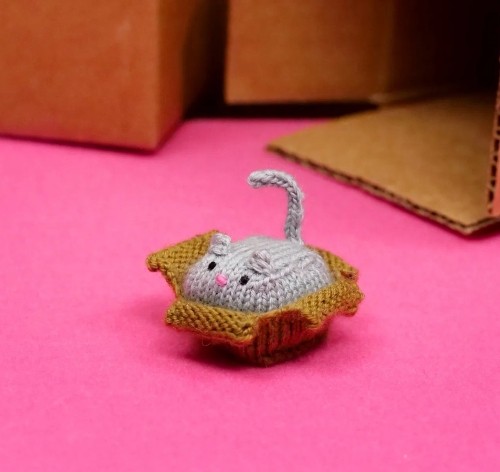 Knitted Pocket Cat in a Box