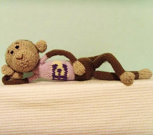 Knitted Resting Monkey Toy Free Pattern