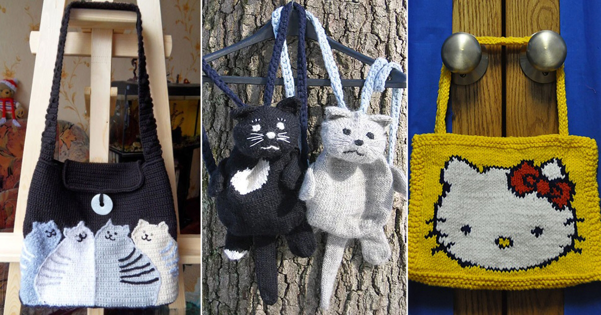 6 knitted cat bags free patterns bright stuffs