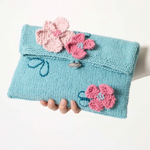 Knit Floral Clutch Free Pattern