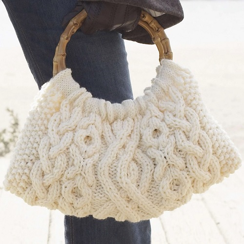 cabled handbag knitting pattern