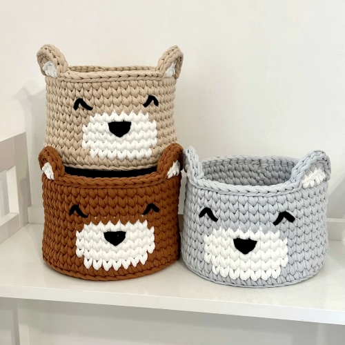 Knitted Bear Storage Basket