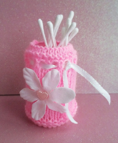 Knitted Floral Jar Cover