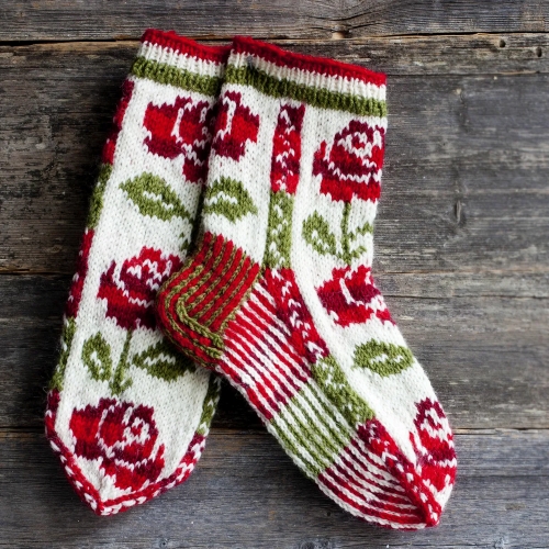 Knitted Rose Socks