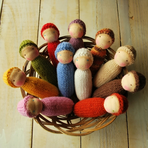 Knitted Waldorf Rainbow Pocket Dolls