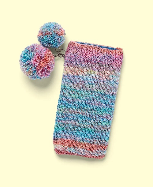 knitted-phone-sock-with-pom-pom