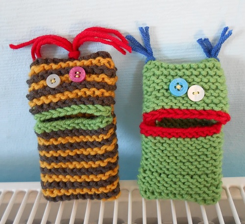 cell phone monster knitting cover