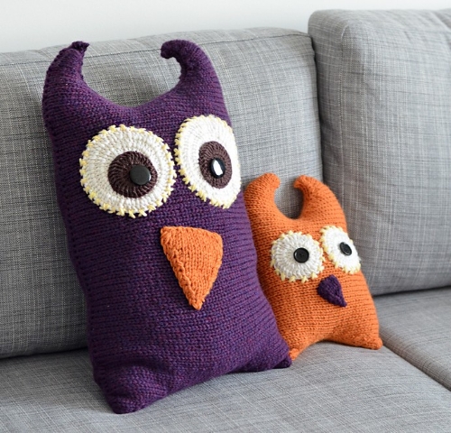 Funny Owl Pillow Free Knitting Pattern