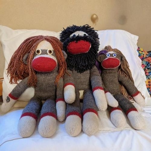 Group of Knitted Sock Monkeys