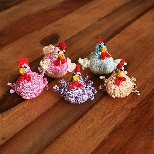 Knitted Group of Spring Chicks