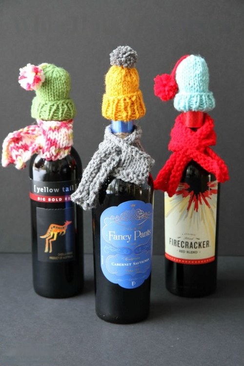Knitted Wine Bottle Beanie and Scarf