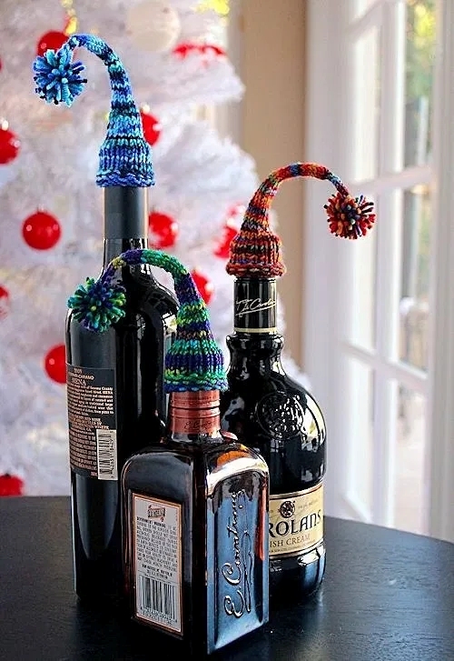 Sweet Little Wine Bottle Stocking Caps