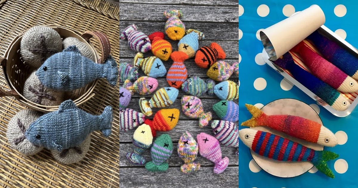 12 Group of Fish Free Knitting Patterns ⋆ Bright Stuffs