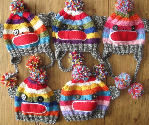 Colorfup Striped Sock Monkey Hats