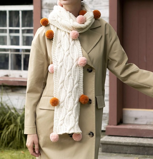 Poms Knit Scarf
