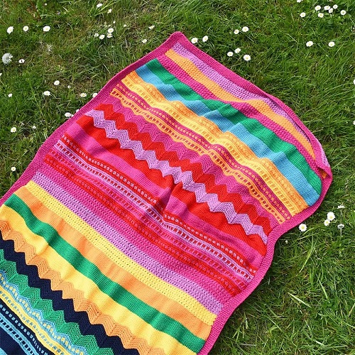Knitted LGBT Pride Temperature Blanket