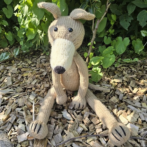 Wobbly the Whippet knitted animal