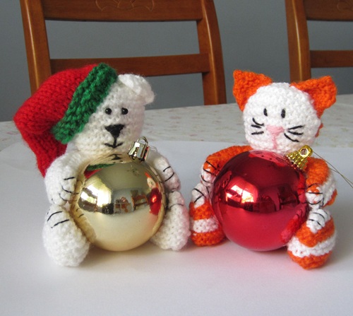 christmas Bear & Cat Baubles.