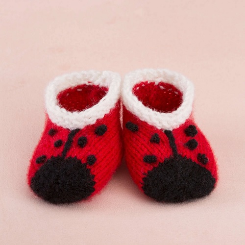 ladybug knitted booties