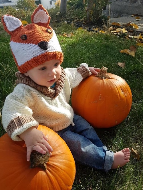 fox baby knitted hat