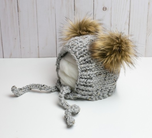 Double Pompom Fur Ears Bonnet
