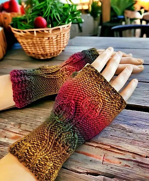 Autumn Leaf Half Gloves