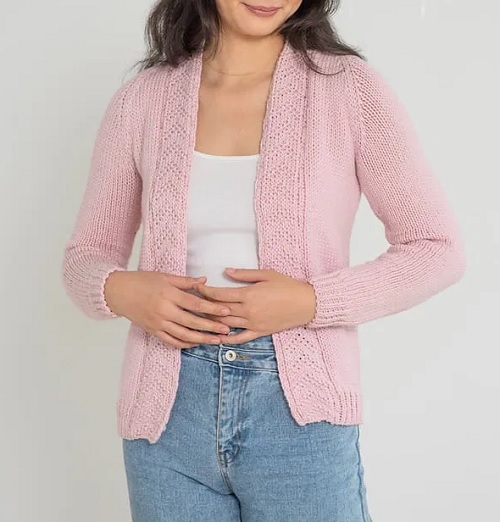 pink Knitted Chunky Cardigan Free Patterns