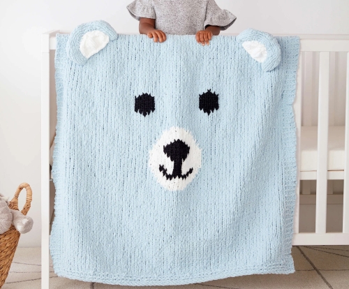 Teddy Bear Cozy Blanket Knitting Pattern