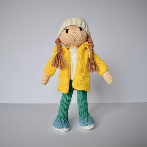 Greta Thunberg knitted doll
