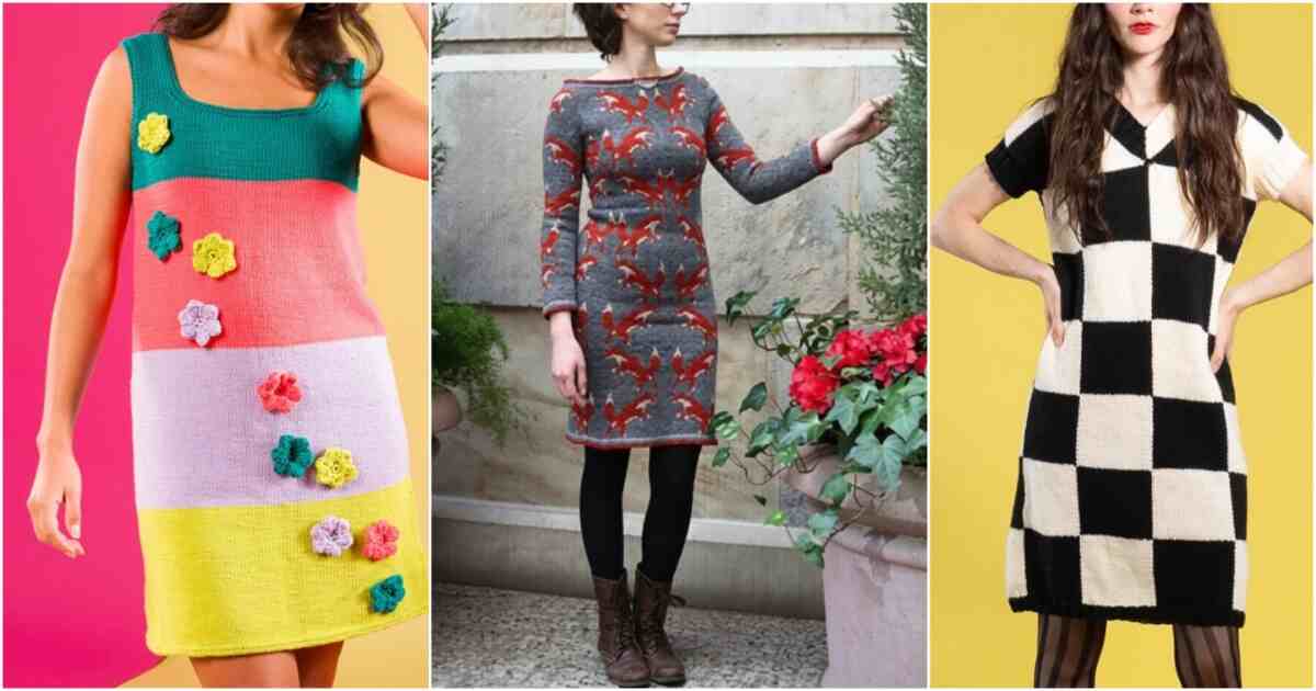 a line knit dress Gray Black Winter Crew Neck Knit Sweater Midi A-line Dress