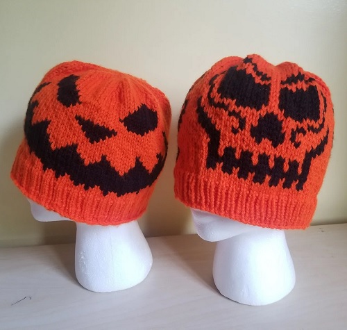 knitted jack o lantern hat